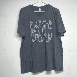 Bella + Canvas Women's XL KC Kansas City Floral Rose T-Shirt Charcoal Gray  Preo
